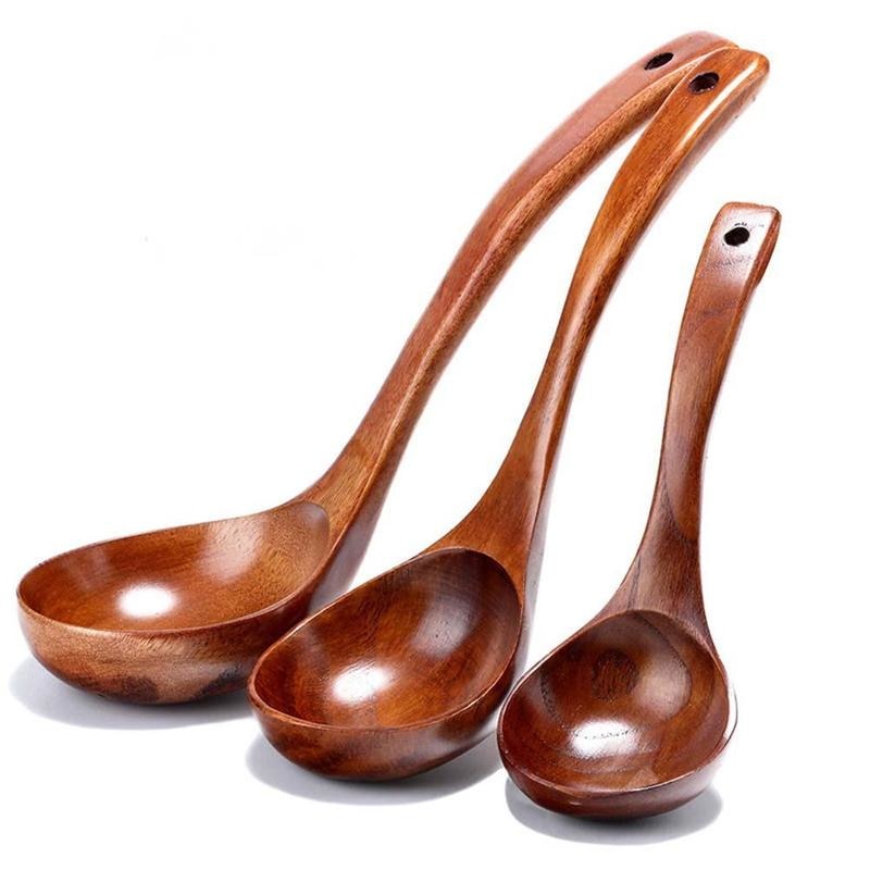 Long Handled Wooden Soup Spoons Bamboo Wood