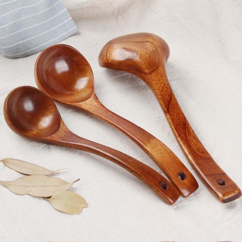 Long Handled Wooden Soup Spoons Bamboo Wood