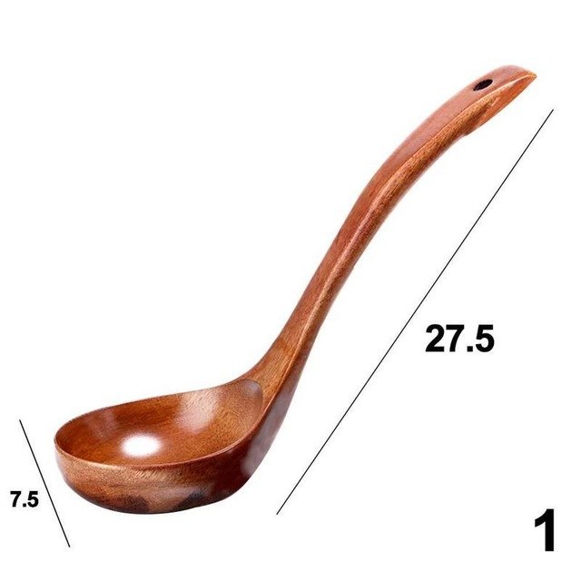 Long Handled Wooden Soup Spoons Bamboo Wood