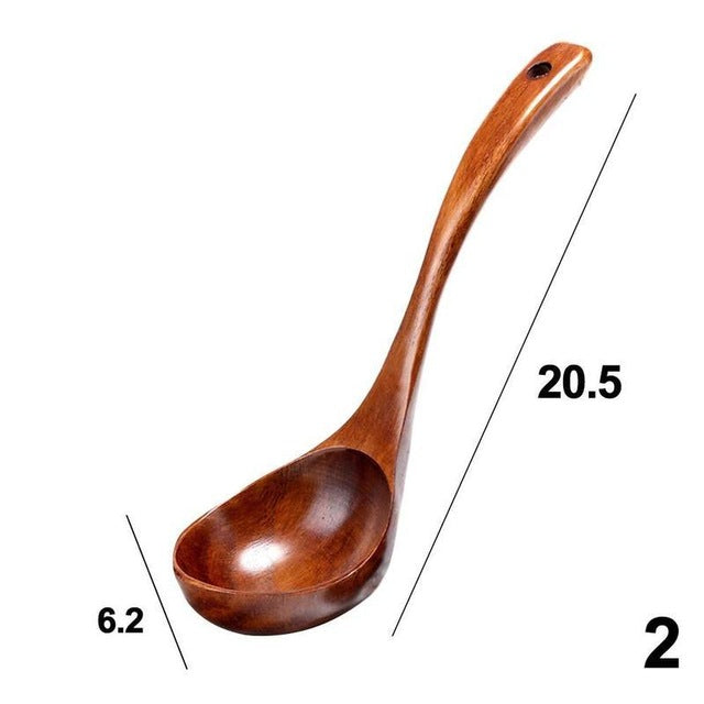 Long Handled Wooden Soup Spoons Bamboo Wood