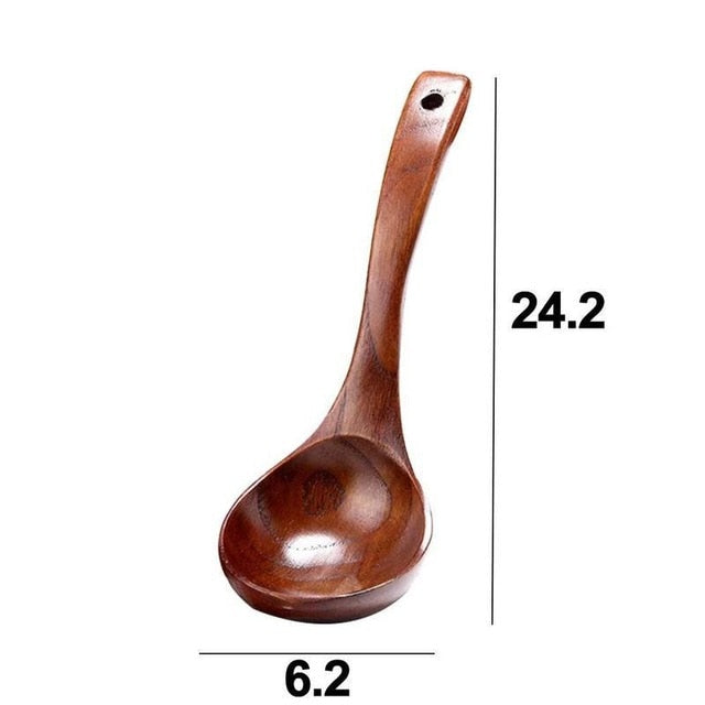 Long Handled Wooden Soup Spoons Bamboo Wood