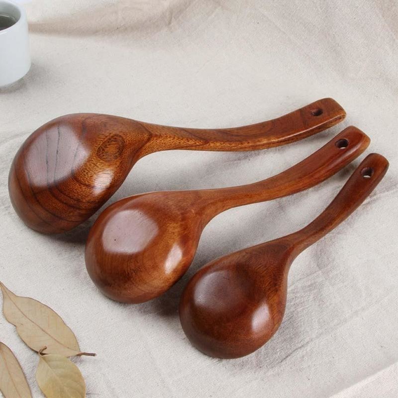 Long Handled Wooden Soup Spoons Bamboo Wood